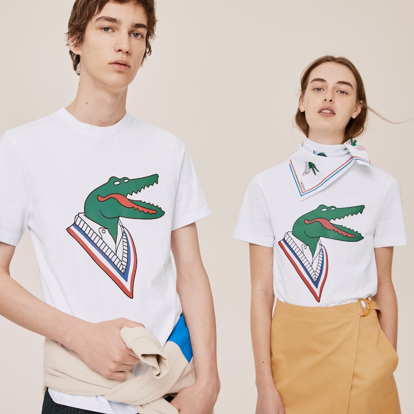 Women's Lacoste White / Red T Shirts x Jean-Michel Tixier Graphic KL7-75567L4