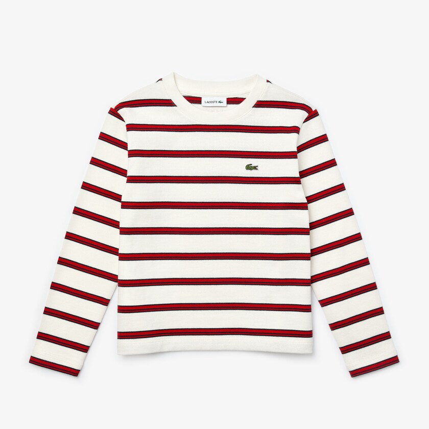 Kids' Lacoste White / Red / Navy Blue T Shirts Print Thick Cotton Nautical Top UY5-53475E4