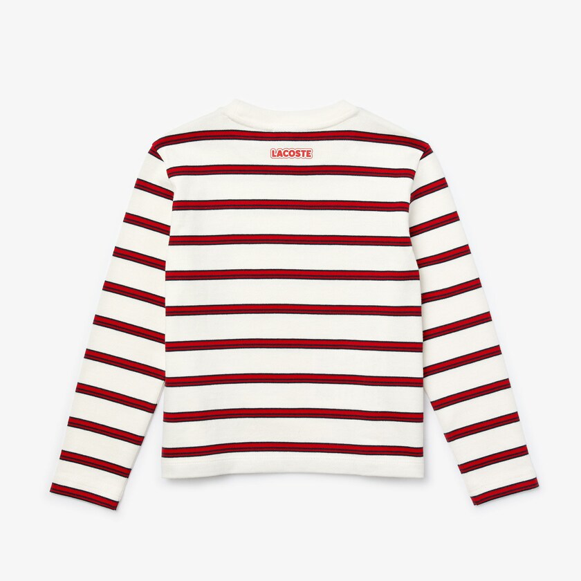 Kids' Lacoste White / Red / Navy Blue T Shirts Print Thick Cotton Nautical Top UY5-53475E4