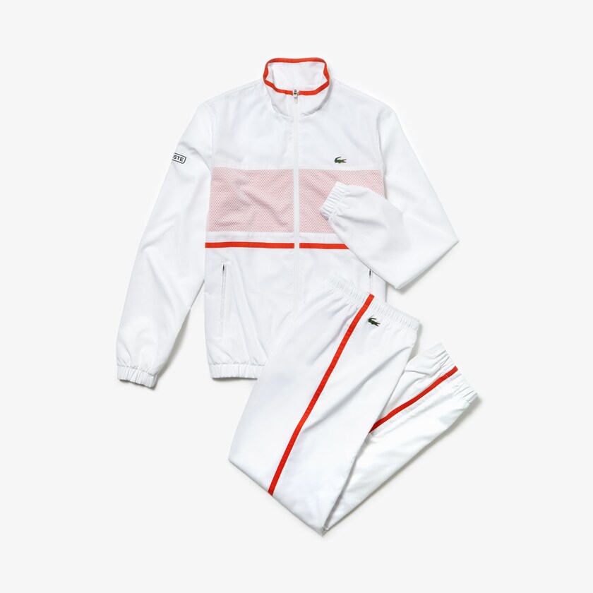 Men's Lacoste White / Red / Navy Blue Tracksuits SPORT Tennis TI6-52585W9
