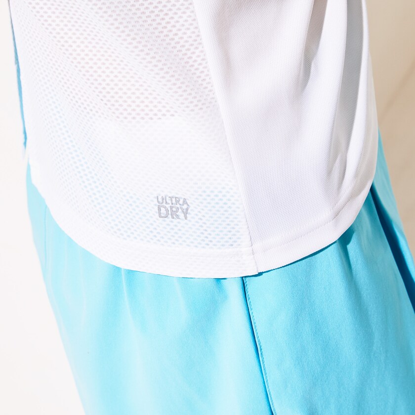 Women's Lacoste White / Turquoise / Green Polo Shirts SPORT Roland Garros Ombré-Print PH6-12411W2