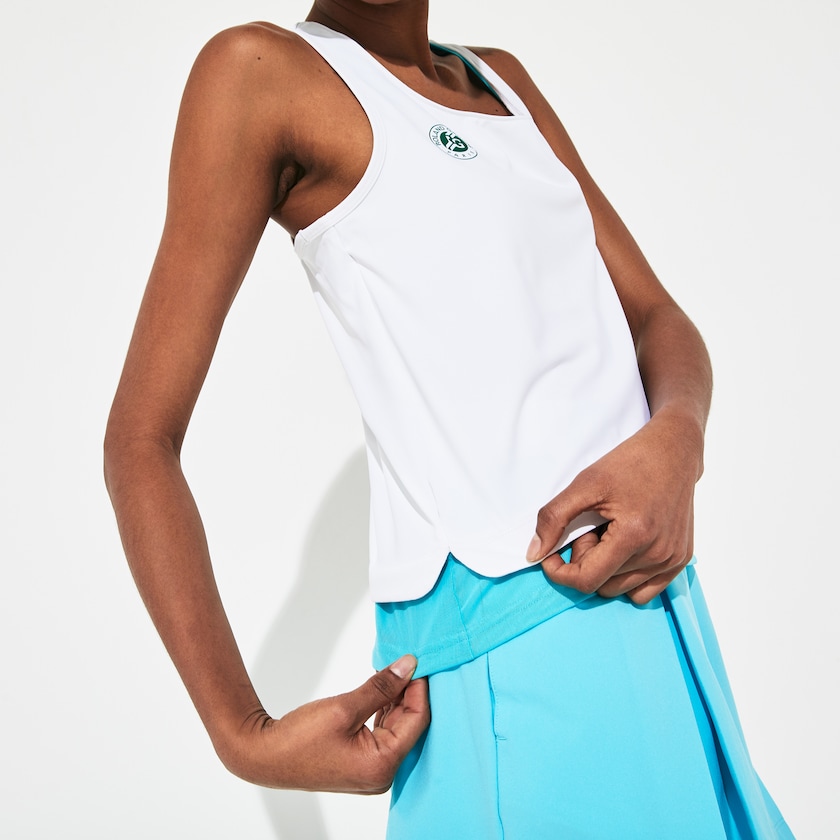 Women's Lacoste White / Turquoise / Green T Shirts SPORT Roland Garros Performance Tank Top BT0-09290R1
