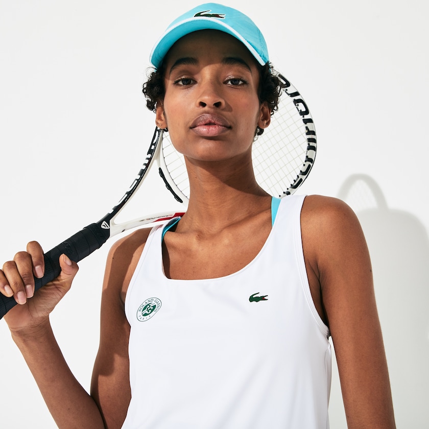 Women's Lacoste White / Turquoise / Green T Shirts SPORT Roland Garros Performance Tank Top BT0-09290R1