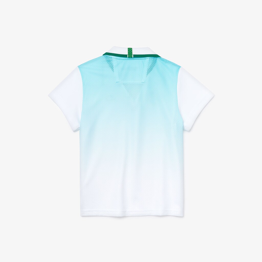 Kids' Lacoste White / Turquoise / Green Polo Shirts SPORT Roland Garros V-Neck TG6-61856W0
