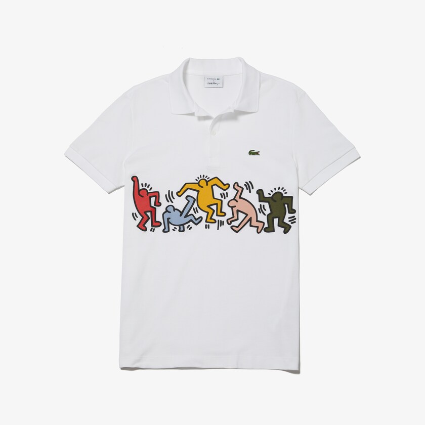 Men's Lacoste White / White Polo Shirts Keith Haring Print Piqué FC0-93469C7