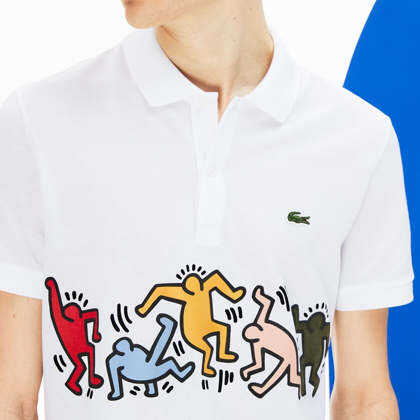 Men's Lacoste White / White Polo Shirts Keith Haring Print Piqué FC0-93469C7