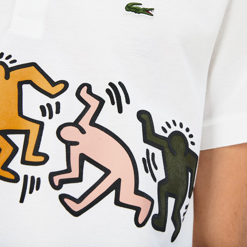 Men's Lacoste White / White Polo Shirts Keith Haring Print Piqué FC0-93469C7