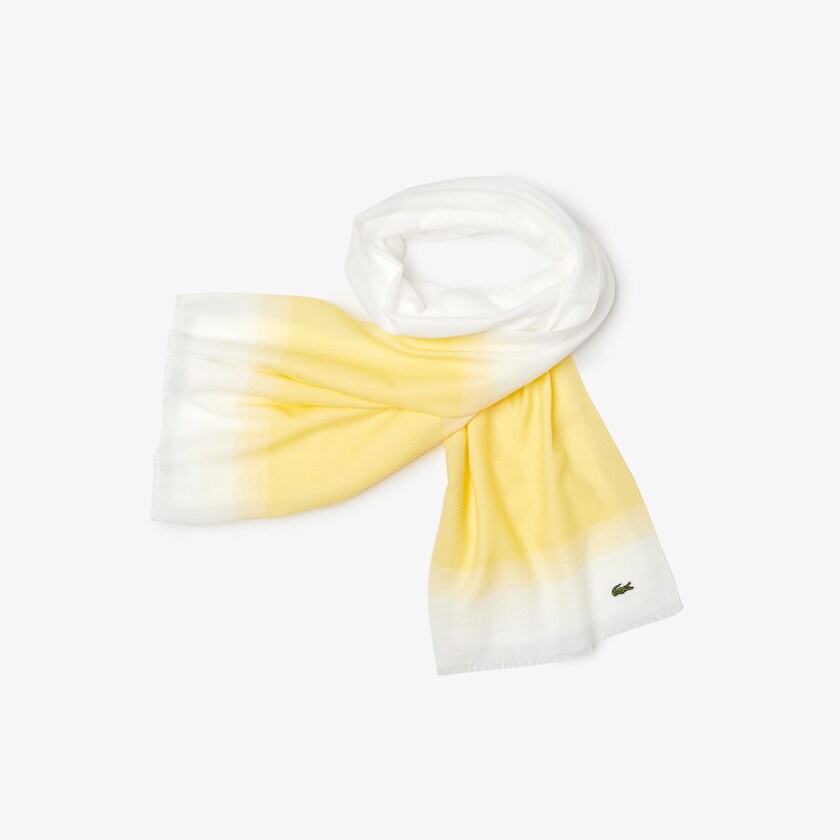 Men's Lacoste White / Yellow Scarves Made In France Organic Cotton Ombré VM2-02590B0