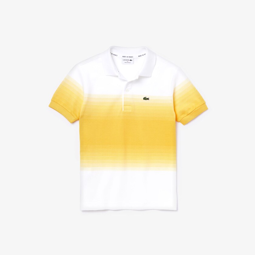 Kids' Lacoste White / Yellow Polo Shirts Made in France Cotton Petit Piqué Ombré QG0-54565K8