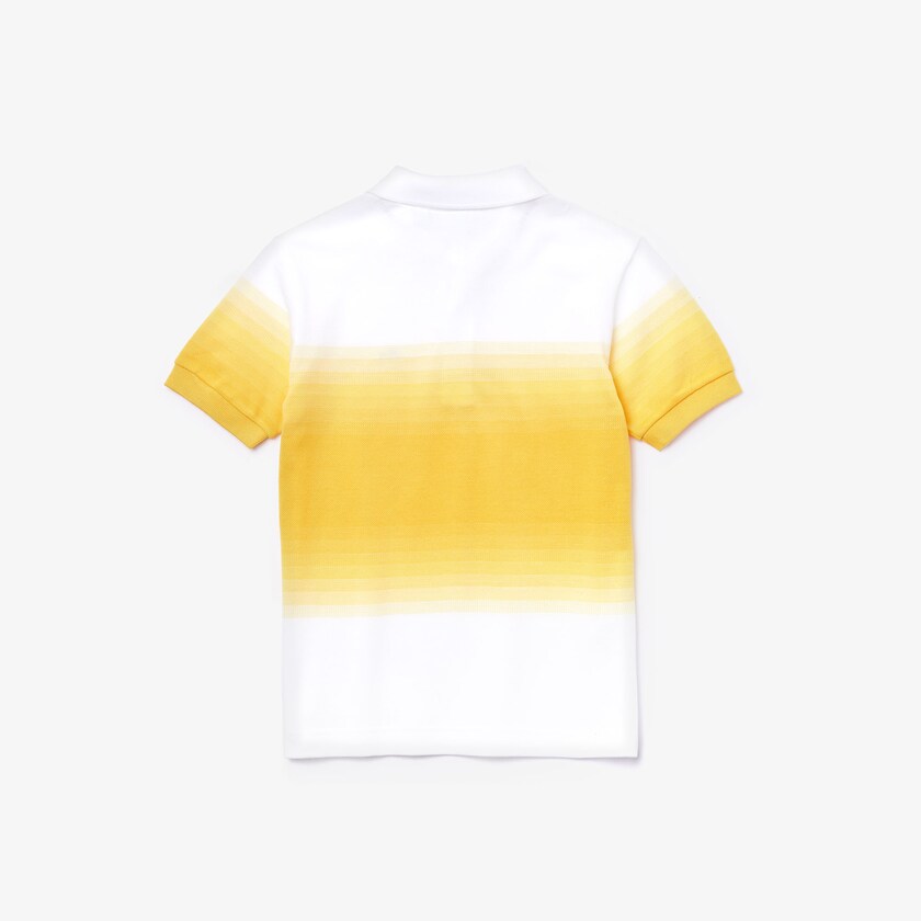 Kids' Lacoste White / Yellow Polo Shirts Made in France Cotton Petit Piqué Ombré QG0-54565K8