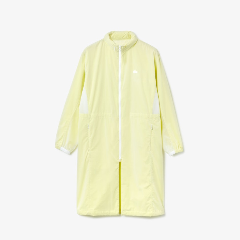 Women's Lacoste White / Yellow Parka Jackets Water-Resistant Long Nylon VQ9-76757R8