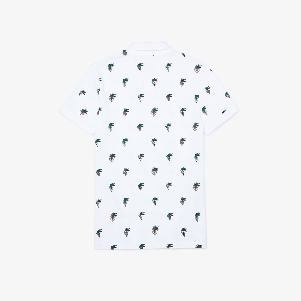 Men's Lacoste White / Yellow Polo Shirts x Jean-Michel Tixier Print Regular Fit CT0-36453L5