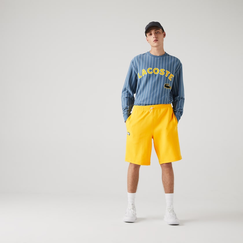 Men's Lacoste Yellow Shorts Cotton Blend Badge Bermuda OP9-86858X7