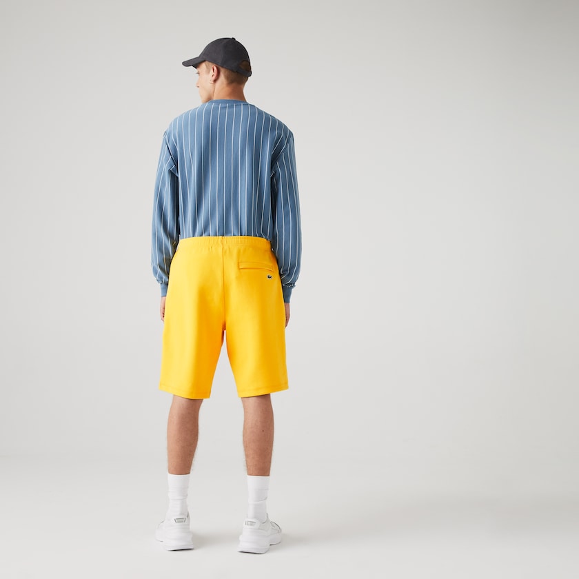 Men's Lacoste Yellow Shorts Cotton Blend Badge Bermuda OP9-86858X7