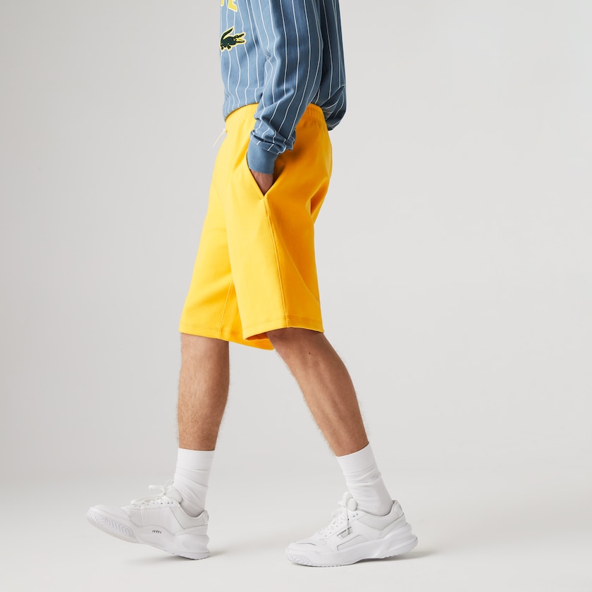 Men's Lacoste Yellow Shorts Cotton Blend Badge Bermuda OP9-86858X7