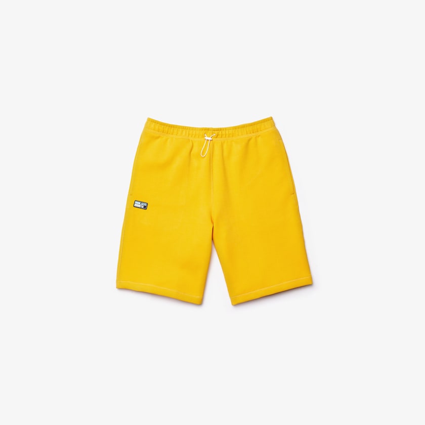 Men's Lacoste Yellow Shorts Cotton Blend Badge Bermuda OP9-86858X7