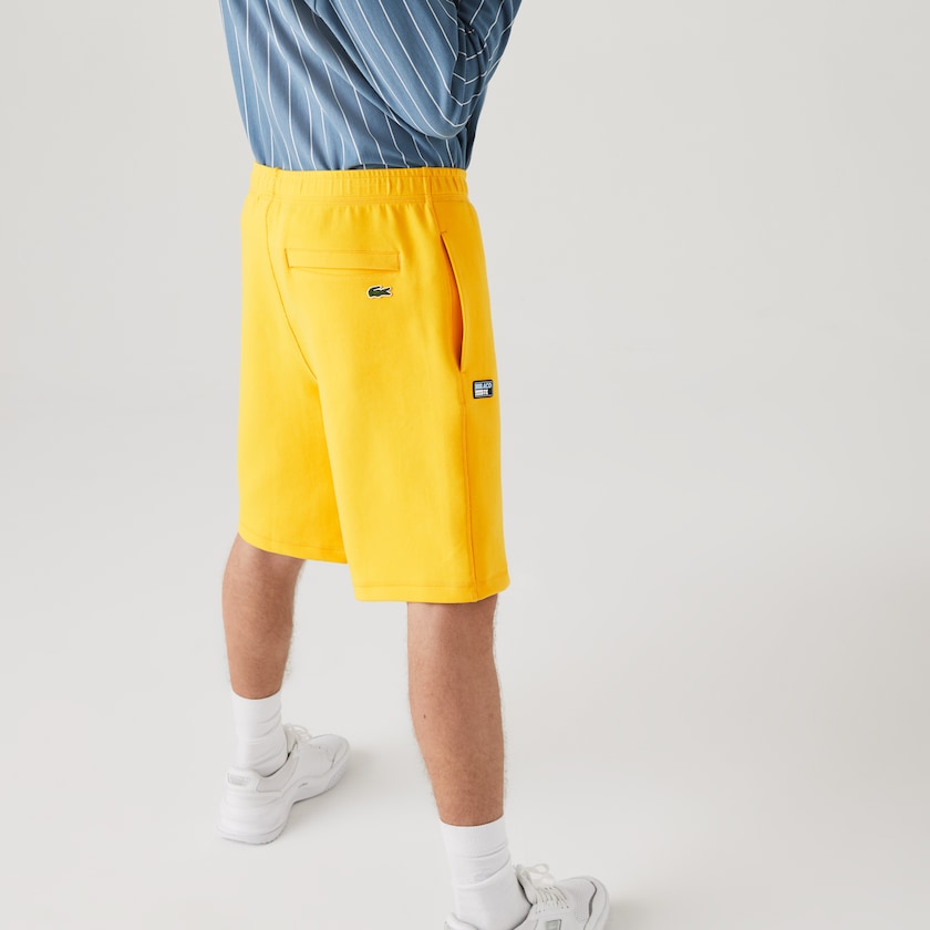 Men's Lacoste Yellow Shorts Cotton Blend Badge Bermuda OP9-86858X7