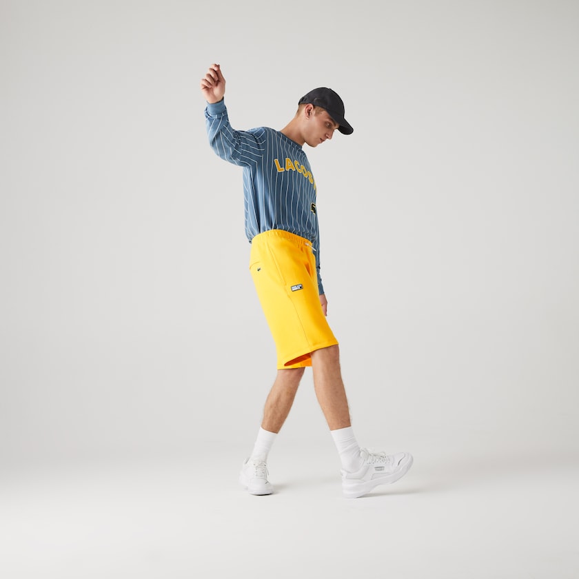 Men's Lacoste Yellow Shorts Cotton Blend Badge Bermuda OP9-86858X7