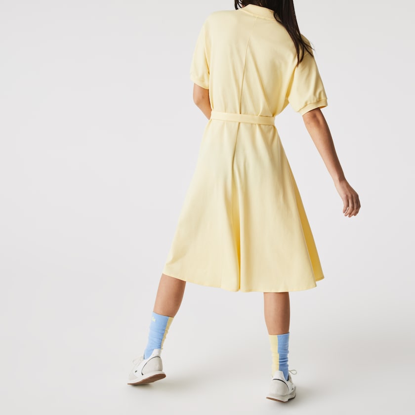 Women's Lacoste Yellow Polo Dress Cotton Piqué Belted ZD4-66336K6