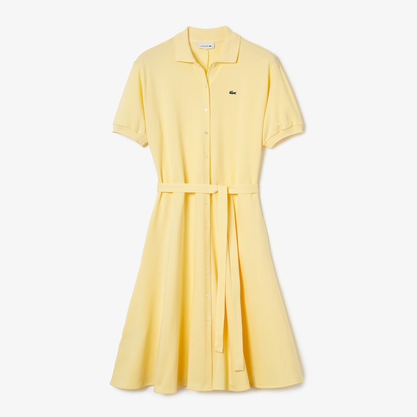 Women's Lacoste Yellow Polo Dress Cotton Piqué Belted ZD4-66336K6