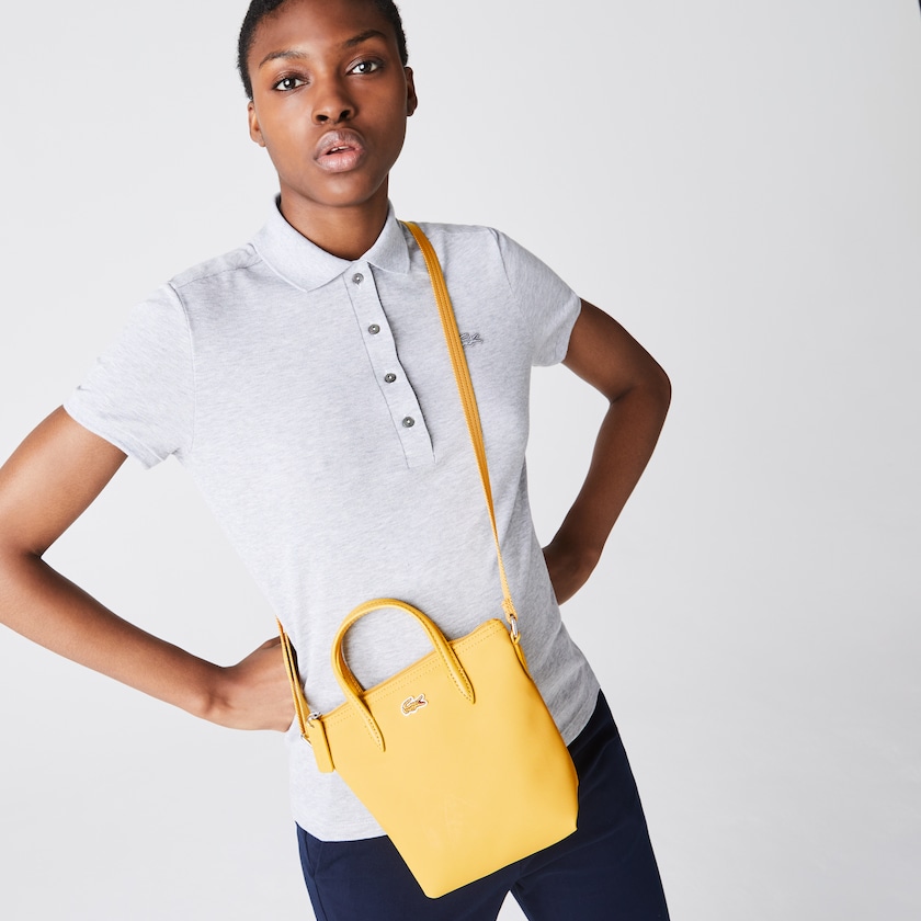 Women's Lacoste Yellow Tote Bags L.12.12 Concept Petit Piqué Coated Canvas Mini Zip FZ1-11111F1