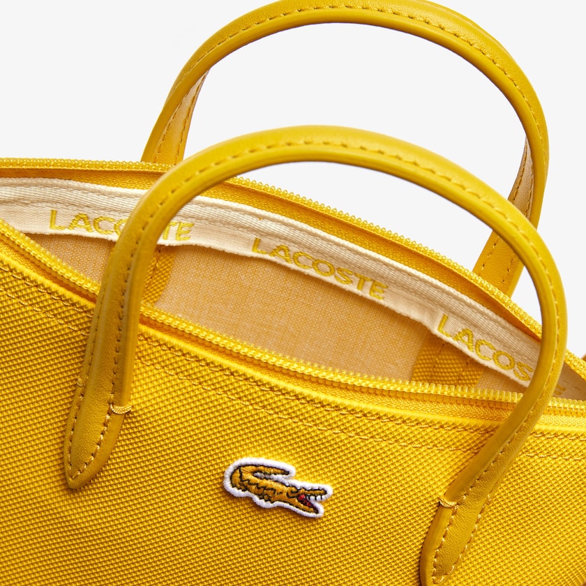 Women's Lacoste Yellow Tote Bags L.12.12 Concept Petit Piqué Coated Canvas Mini Zip FZ1-11111F1