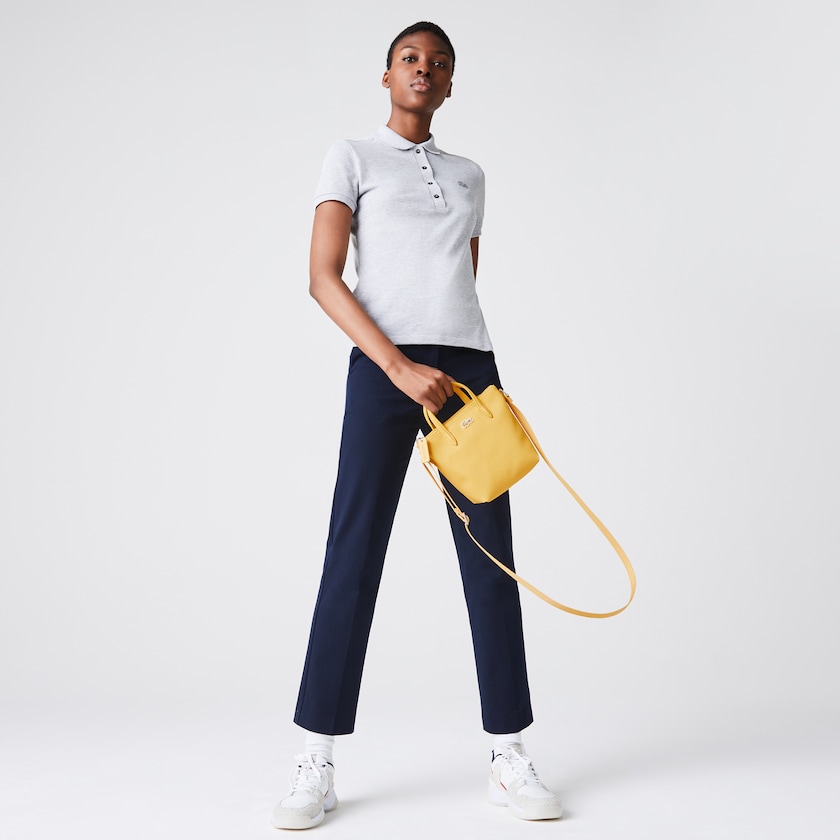Women's Lacoste Yellow Tote Bags L.12.12 Concept Petit Piqué Coated Canvas Mini Zip FZ1-11111F1