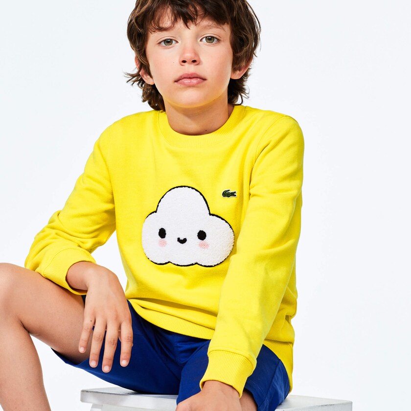 Kids' Lacoste Yellow Sweatshirts x FriendsWithYou Graphic Crew Neck Cotton BP3-06950Y0
