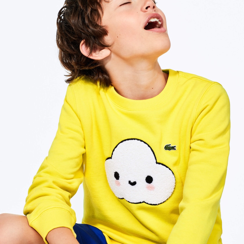Kids' Lacoste Yellow Sweatshirts x FriendsWithYou Graphic Crew Neck Cotton BP3-06950Y0