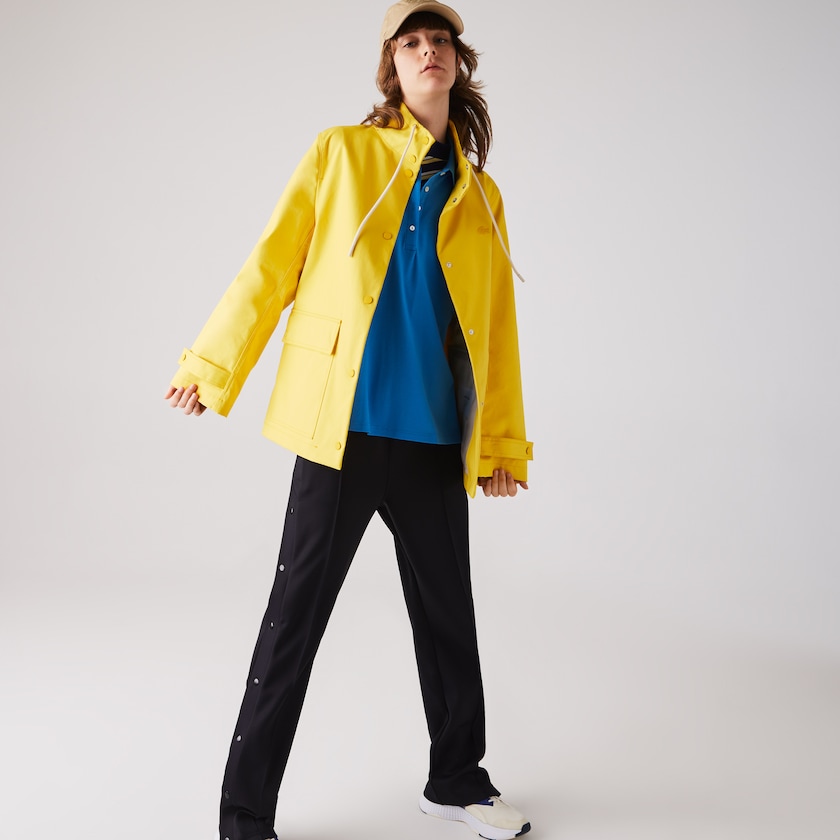 Women's Lacoste Yellow / Beige Parka Jackets Stand-Up Collar Cotton YB2-09810I1