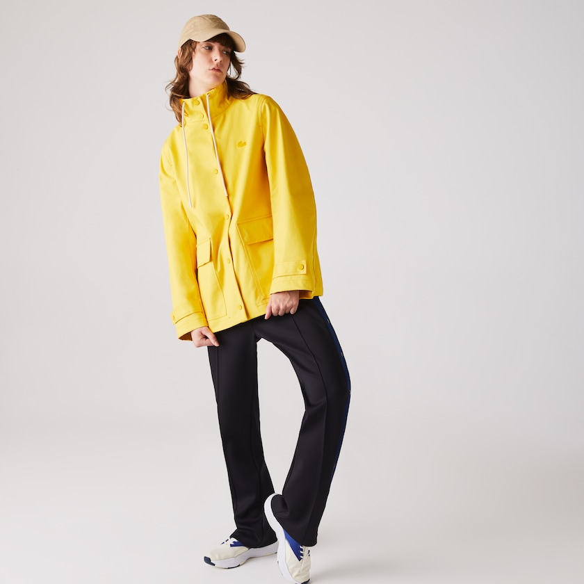 Women's Lacoste Yellow / Beige Parka Jackets Stand-Up Collar Cotton YB2-09810I1