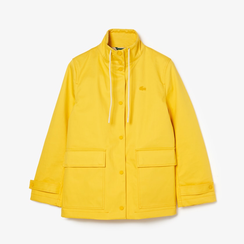 Women's Lacoste Yellow / Beige Parka Jackets Stand-Up Collar Cotton YB2-09810I1