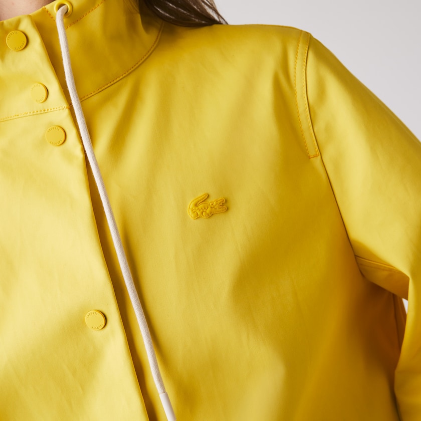 Women's Lacoste Yellow / Beige Parka Jackets Stand-Up Collar Cotton YB2-09810I1
