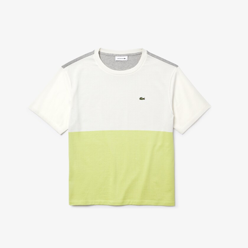 Women's Lacoste Yellow / White / Grey T Shirts Cotton Color-Block UP0-27162P6